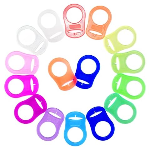 Silicone Adapter Rings Holder for Button Style MAM Nuk Baby Pacifier Soother Teething Ribbon BPA Free Mix Colors Pack of 10 Cover