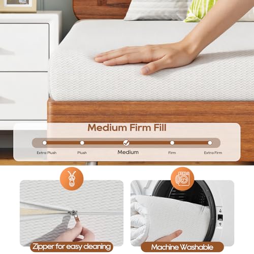 Image of FDW 5 Inch Twin XL Mattress, Medium Firm Base Foam, Breathable & Comfortable with Removable Washable Zipper Cover, Bed in a Box, CertiPUR-US Certified, White