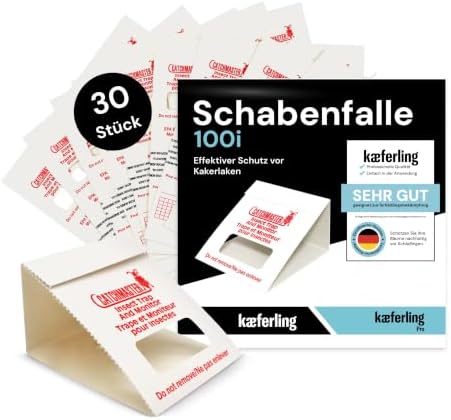 Catchmaster Schabenfalle 100i – 30x Premium Kakerlaken-Falle Klebefallen - Giftfrei & Biozidfrei - Mittel gegen Kakerlaken, Heimchen & Schaben - Zur Bedarfsermittlung & Monitoring