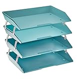 Acrimet Facility 4 Tier Letter Tray Side Load Plastic Desktop File Organizer (Solid Green Color)