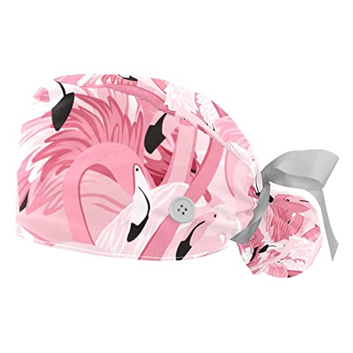 Chapeaux bouffants ajustables JDEZ avec casquettes de travail motif flamant