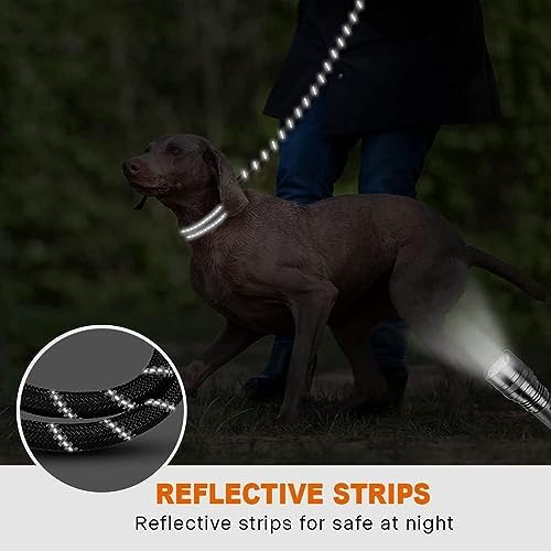 Taglory Rope Dog Leash for Medium Large Dogs, 4 FT Padded Handle, Black — view 4