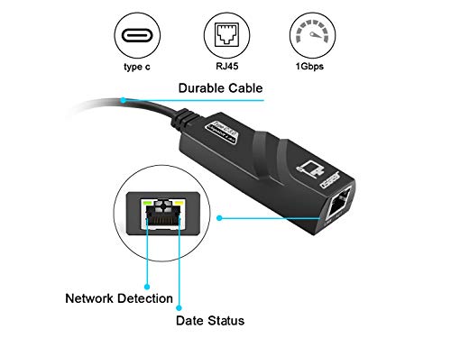 Osgear Usb C To Ethernet Adapter Type C Network Cable Wired Converter Rj45 To Thunderbolt 3 Usb 3.1 Gigabit Lan 10 100 1000Mbps Compatible For Windows, Surface Book, Xps More #TOP3