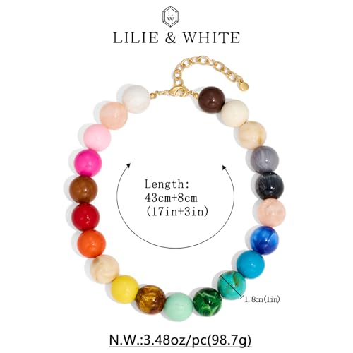 LILIE&WHITE Colorful Chunky Bead Necklaces for Women 20MM Summer Collar Necklace Trendy Rainbow Resin Statement Necklace Jewelry Gift for women by LILIE&WHITE - Image 7