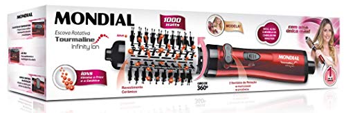 Escova Rotativa Mondial, Tourmaline Infinity Íon, 110V, 1000W, Vermelho - ER-03