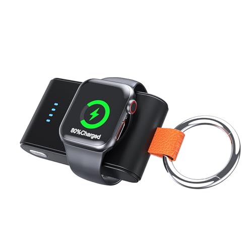 Portable Charger for Apple Watch, RAUGEE 1400Mah Travel Charging Wireless USB-C Watch Charger for iWatch Series 9/8/7/6/5/4/3/Ultra/Ultra 2 with Keychain