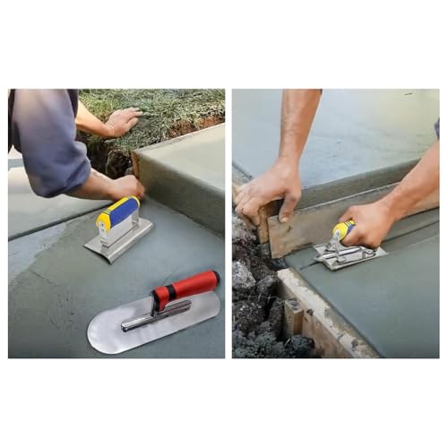 Aboiled Stainless Steel Concrete Edger and Groover Tools Set - Durable Masonry Hand Tools for Smooth Finishing