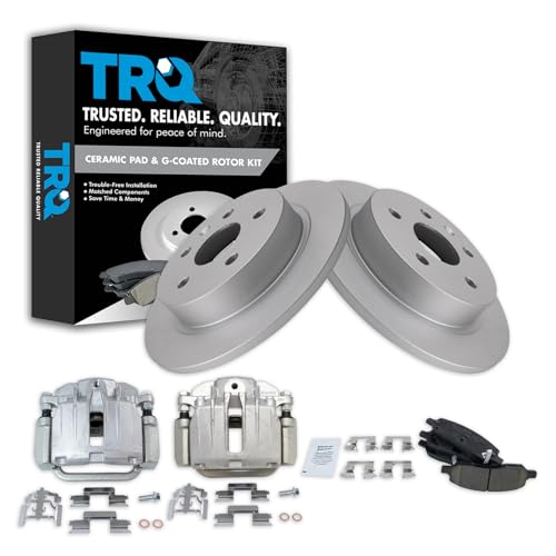 Image of TRQ Rear Brake Pad and Rotor Set Ceramic Solid Rotors Calipers G Coated | For 2006-2011 Cadillac DTS