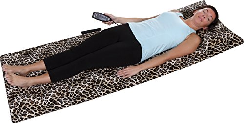 Relaxzen 10-Motor Massage Plush Mat With Lumbar Heat And Removable Cover And Pillow, Leopard #TOP1