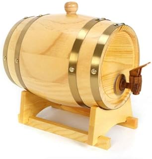Oak Barrel Whiskey Barrel Dispenser 3L Large Capacity Oak Aging Barrels Wine Bucket Handmade Wooden Beer Wine Barrel W/Stand for Storage & Storage of Wine, Spirits, Beer, and Liquor(L 235/9.3")