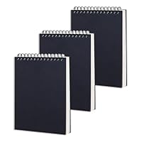3Stück A6 Skizzenbüch, 30 Blatt/60 Seiten, Säurefreies Papier (160 G/M²), Kraftpapier-Zeichenblock mit Spiralbindung, Skizzenblöcke zum Zeichnen und Skizzieren, Künstler- und Studentenbedarf(Schwarz)