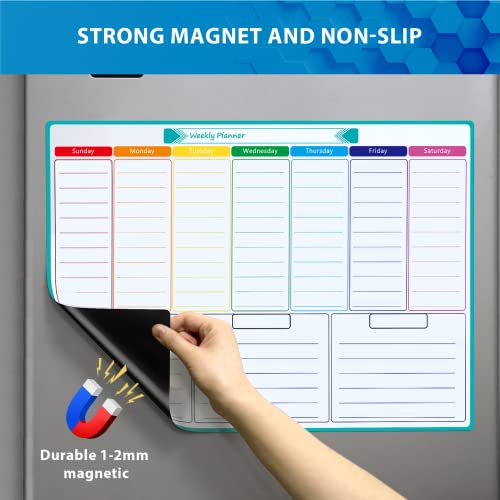 Maxgear Magnetic Calendar For Fridge Set Of 3 Calendar Whiteboard-Monthly Fridge Calendar+ Weekly Dry Erase Board For Refrigerator + Magnetic Shopping List With 7 Fine Point Markers And 1 Eraser #TOP2
