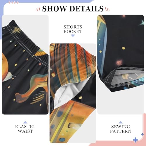 ZZXXB Space Airship Star Boys Long Pants Soft Trousers Elastic Waist Kids Lounge Bottoms with Pockets S-XL4