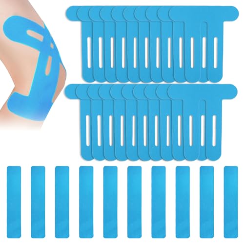 Cinta precortada para rodilla, 30 unidades, precortada, cinta elástica impermeable para el dolor de rodilla, proporciona soporte para articulaciones (T+I)