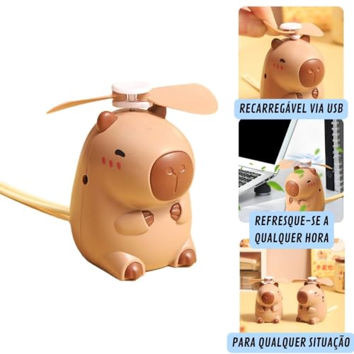 Ventilador Capivara Portátil Recarregavel Design Potente E Silencioso Mesa Salão