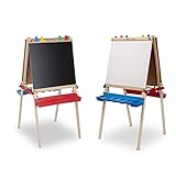 CABALLETE DE ARTE INFANTIL PARA EXTERIOR: Nuestro caballete de arte es ajustable para niños y niñas de diferentes edades y alturas; se pliega para facilitar su almacenamiento y es lo suficientemente robusto y duradero para su uso en exteriores; también viene con dos grandes bandejas de plástico para guardar materiales de arte como tizas, rotuladores, bolígrafos y lápices o pinturas y pinceles (los materiales se venden por separado)