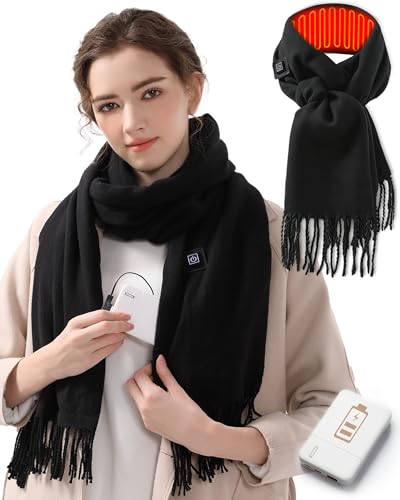 Heated Scarf for Women Men Rechargeable, Electric Heated scarf with 5000mAh Power Bank, Neck Warmer Heating 13-Hour Long Lasting, Heating Scarf 3 Temperature for Birthday Winter Christmas Gifts