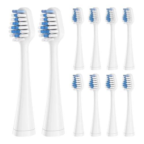 Ersatz-Zahnbürstenköpfe, kompatibel mit Waterpik Electric Adult Oral Hygiene Clean Dental Center Bristle Soft Düsen(10pcs white blue)