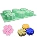 6-Cavity Large Flower Soap Molds, YuCool 3 Packs Mixed flowers Silicone for Homemade Soap Cake Chocolate Cupcake - Purple Green Pink
