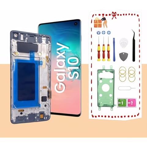 LNONLS Galaxy S10 LCD Display Screen Assembly Replacement for Samsung Galaxy S10 LCD Touch Digitizer Screen with Frame S10 6.1" G973U G973FD Black(Fingerprint Recognition is not Supported) Cover