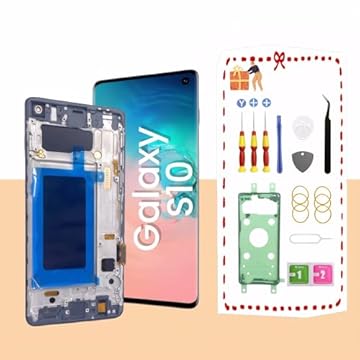 LNONLS Substituição do Conjunto Da Tela Lcd S10 para Samsung Galaxy S10 Tela Digitalizadora de Toque Lcd com Moldura S10 6,1 "G973U G973Fd Preto (Reconhecimento de Impressão Digital Não é Compatível)