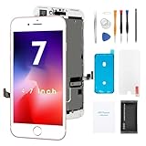 Premium Screen Replacement for iPhone 7 (4.7 inch) - 3D Touch LCD Complete - LCD Touch Digitizer Display Glass Replacement Assembly with Waterproof Adhesive, Tempered Glass, Tools, Instruction(White)
