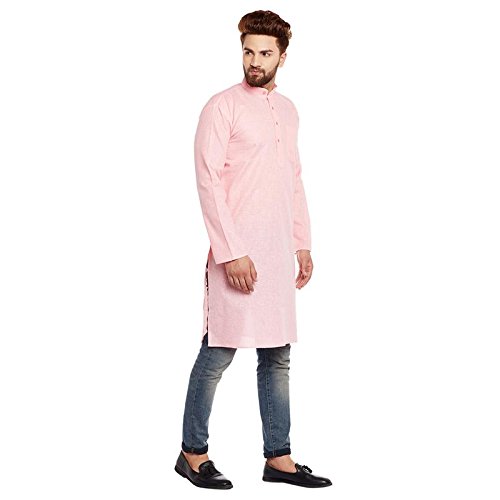 Image of SOJANYA (Since 1958 Men's Pink Cotton Linen ONLY Long Kurta