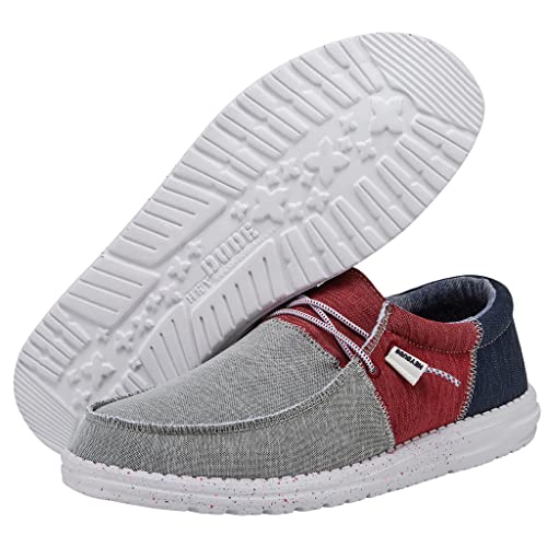 Image of HEYDUDE Men's Wally Sox Tri Fans Multiple Colors & Sizes | Men?s Shoes | Men's Lace Up Loafers | Comfortable & Light-Weight