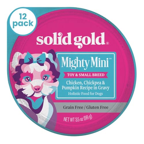 Solid Gold Wet Dog Food for Small Dogs - Grain Free Small Dog Food Wet Recipe w/Chicken, Superfoods & Vitamins for Gut Health & Immune Support - for Puppies, Adult & Senior Breeds - 12ct 3.5oz Cups
