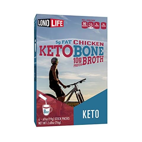 LonoLife Keto Chicken Bone Broth Powder Mix | 10g Protein | Collagen-Rich, Keto & Paleo Friendly | Natural Ingredients | 4 Portable Stick Pack Servings Cover