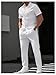 VIPWOLF Men's 2 Piece Outfits Casual Half Sleeve Button Up Shirts and Drawstring Pocket Pants All White Large