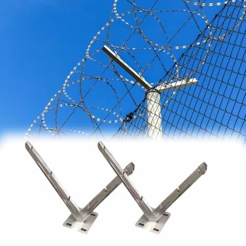 Staffa di sicurezza zincata a forma di V per filo spinato da giardino Supporto per recinzione antifurto Supporto per rete metallica resistente Soluzione di protezione esterna