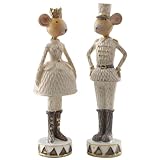 Lot de 2 souris festives : les souris mesurent environ 20 cm de haut, fabriqué en polyrésine et un joli point fort sur le buffet, le rebord de fenêtre ou dans la vitrine.
