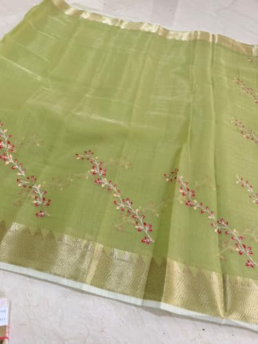 Generic green pure silk saree – image 4