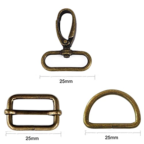 60Pcs Keychain Hooks With D Rings Set Purse Hardware Metal Swivel Clip Hook Slides Buckles D-Ring Slide Buckle For Handbag Purse, Strap, Backpack Diy Craft Accessories,Bronze,1 Inch #TOP1