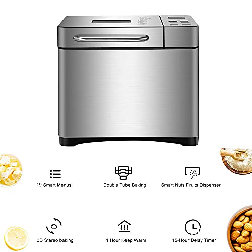 SHZICMY 650W Automatic Brotbackautomat Brotbackmaschine 19-in-1 Programmierbarer Brotmaschin Digitaler Touch Screen Home Bakery Maschine Bread Machine – Bild 8