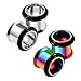 Produktbild KJM FASHION 4 STK Stahl Regenbogen Eloxiert 10 mm 00 g Single Flared Tunnel Schwarzer O-Ring Tunnel Ohrringe Plugs Dehnen ohrloch Earplugs Piercing Schmuck 3949