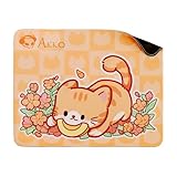 Akko Gaming Mousepad, Cat Theme Orange Keyboard Computer Mouse Pad Desk Mat with Stitched Edges, 14.17 x 11.02 in Anti-Slip Durable Rubber Base for Home Office Gaming Work
