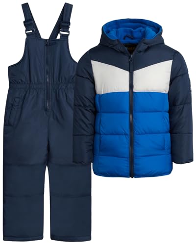 iXtreme Boys Snowsuit Set - 2 Piece Polar Fleece Lined Weather Resistant Insulated Ski Jacket & Snow Bibs Overalls for Boys, Size 24 Months, Dark Navy