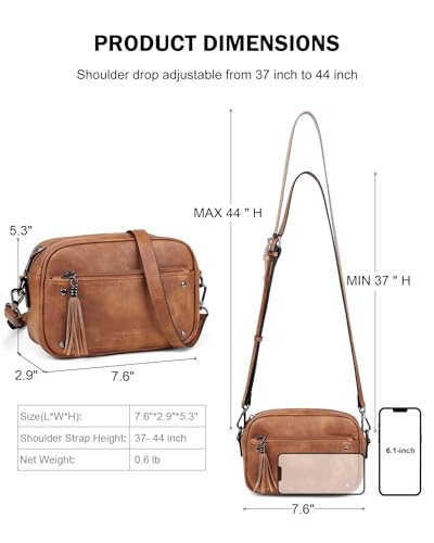 MASINTOR Crossbody Bags for Women Vegan Leather, Trendy Shoulder Purse with Adjustable Strap and Tassel4