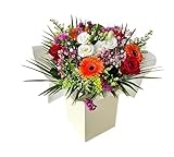 Bright Radiant Sunset Bouquet – Festive Fresh Flowers, Birthday Celebrations, Anniversaries, Autumn Floral Occasions. Roses -Warm Orange Gerbera, Lisianthus, Thank You, Christmas