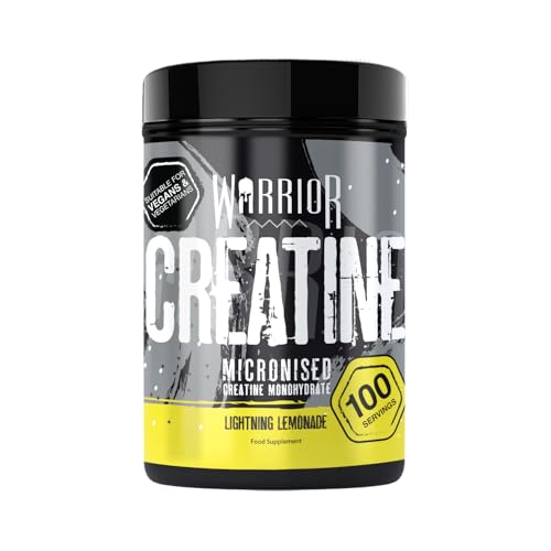 Warrior Creatine Monohydrate Powder 500g (100 Servings) – Pure Micronised Creatine Powder Supplement for Men & Women, Pre & Post Workout Strength, Muscle Growth & Recovery, Vegan – Lightning Lemonade