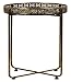 Urban Trends Tall Round Accent Table with Mirror Top, Pierced Sides and 4 Straight Legs on Pedestal Base Metallic Finish Antique Gold
