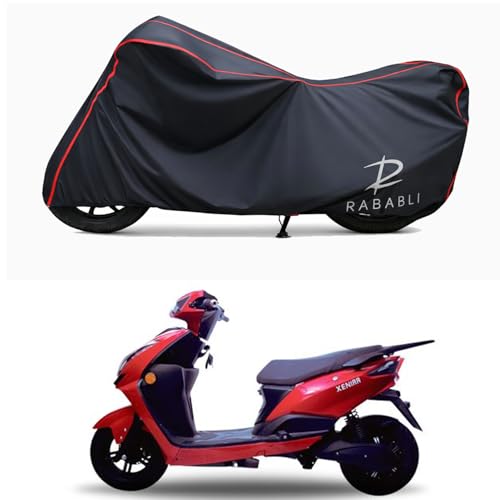 Image of Waterproof Bike Body Cover Compatible for | EeVe Xeniaa STD | Taffeta Fabric, Red Piping Design, Bottom Elastic Fit | Dustproof, Sun UV & Rain Protection for All Bikes