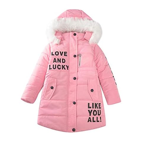 JoyJay Girls Coat Toddler Baby Girls Winter Coats Jacket Toddler Kids Children Girls Letter Cute Thick Hooded Zipper Jacket Coat Clothes Pink Cover
