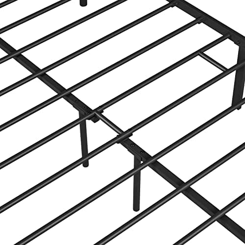 Yaheetch 4ft6 Double Bed, Metal Platform Bed Frame Solid Bedstead Base with Cross-design Headboard and Footboard , Underbed Storage Space, Slatted Bed Fits for Teenagers/Adults, Black