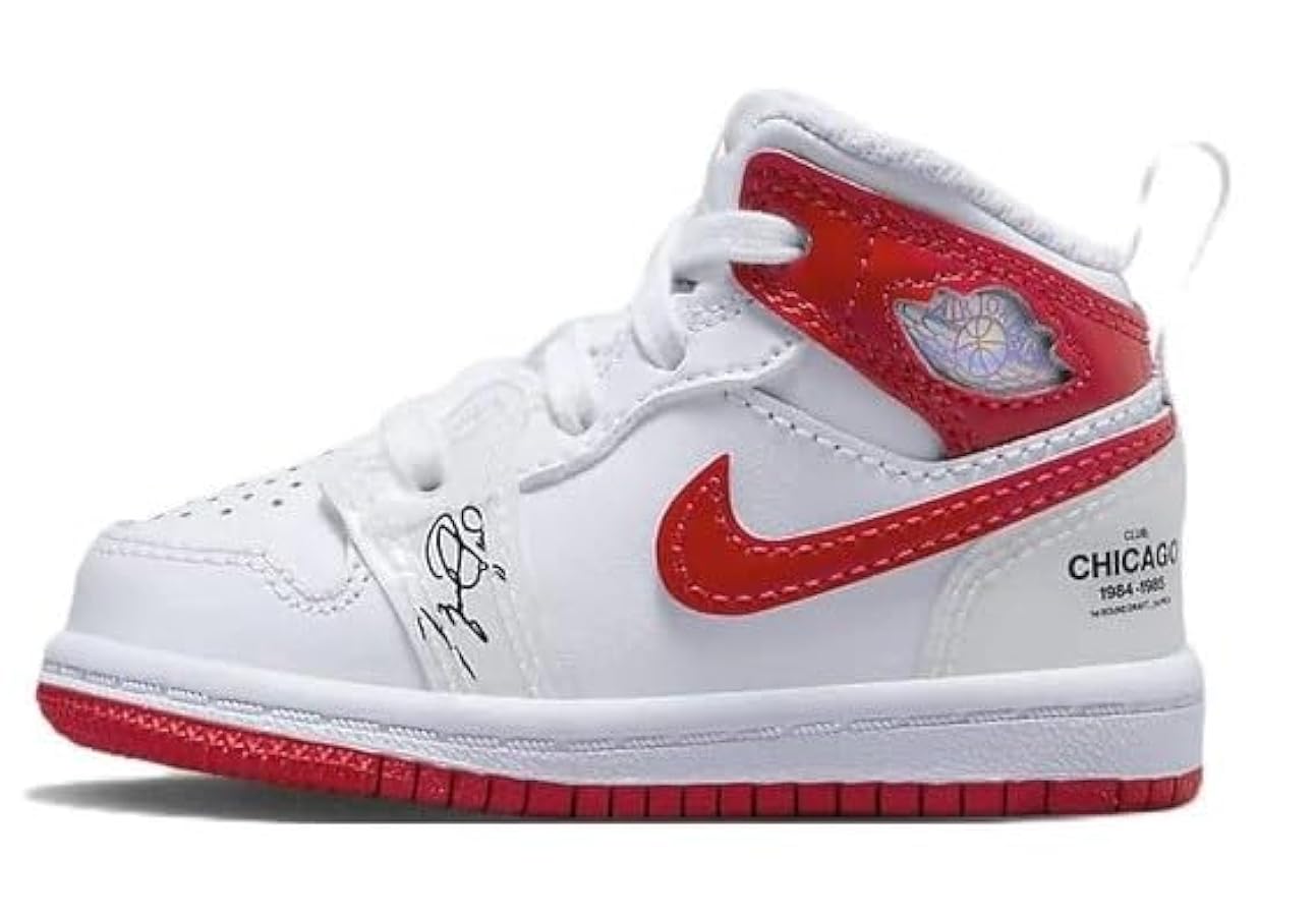 Amazon.com | Jordan Toddler's 1 Mid SS White/University Red
