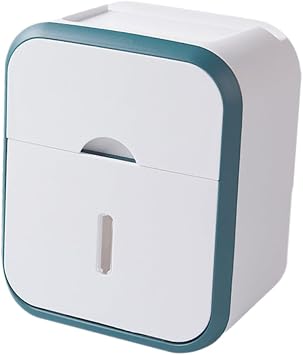 SHOWERORO Multi-Functional Tissue Storage Box Dual-Layer Toilet Paper Dispenser for Bathroom Green and White Organize Your Essentials with Ease