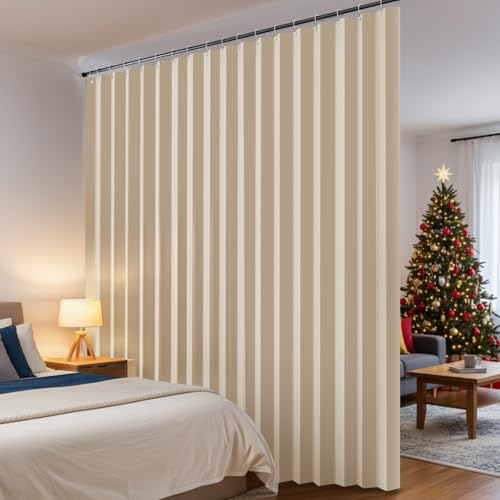 Lapalife Raumteiler Vorhang ohne Bohren Beige B254 x H241 cm, Trennwand Raumteiler Sichtschutz Verdunkelungsvorhang für Wohnzimmer Schlafzimmer