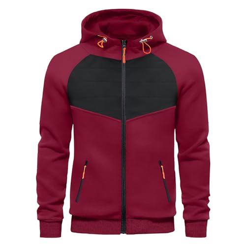 Image of CTU Mens Zipped Hoodies Fleece Hooded Sweatshirt Pullover Hoody Jackets Jumper Tops Casual Zip Up Cardigan Red 3XL